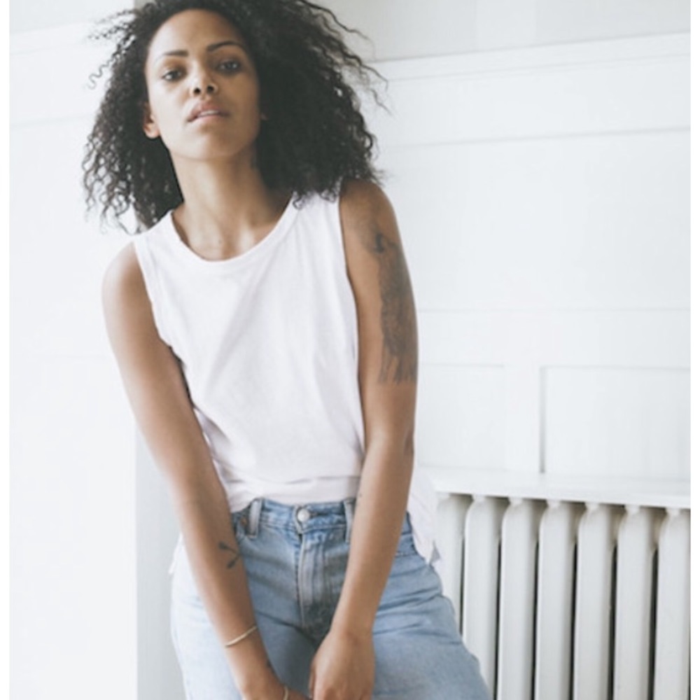 NWT Current/Elliott white muscle tee sugar